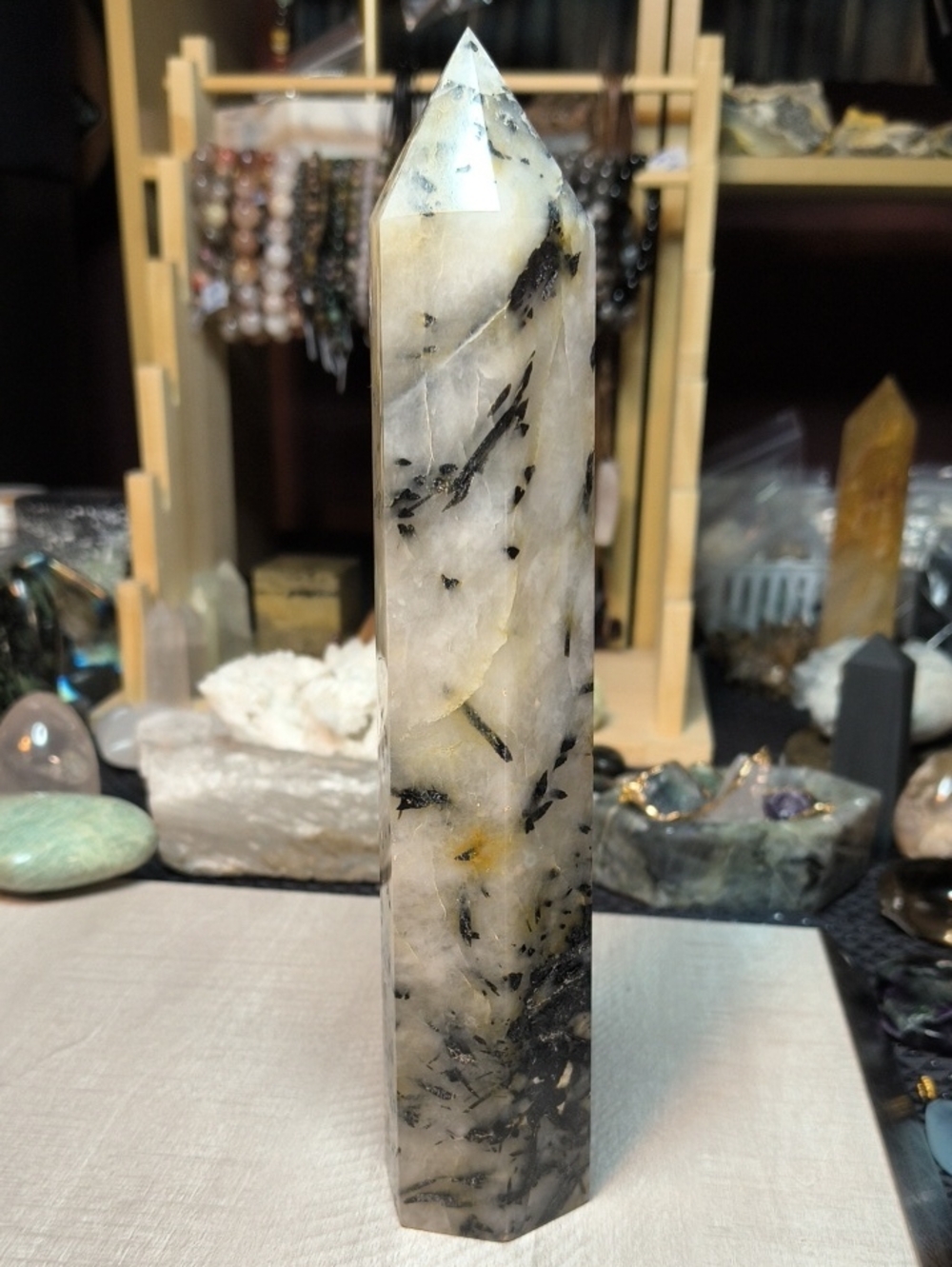 #52 Tourmalinated Quartz & Golden Healer Tower | 9.5" Large